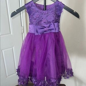 Charming Purple Kids Dress with Floral Accents